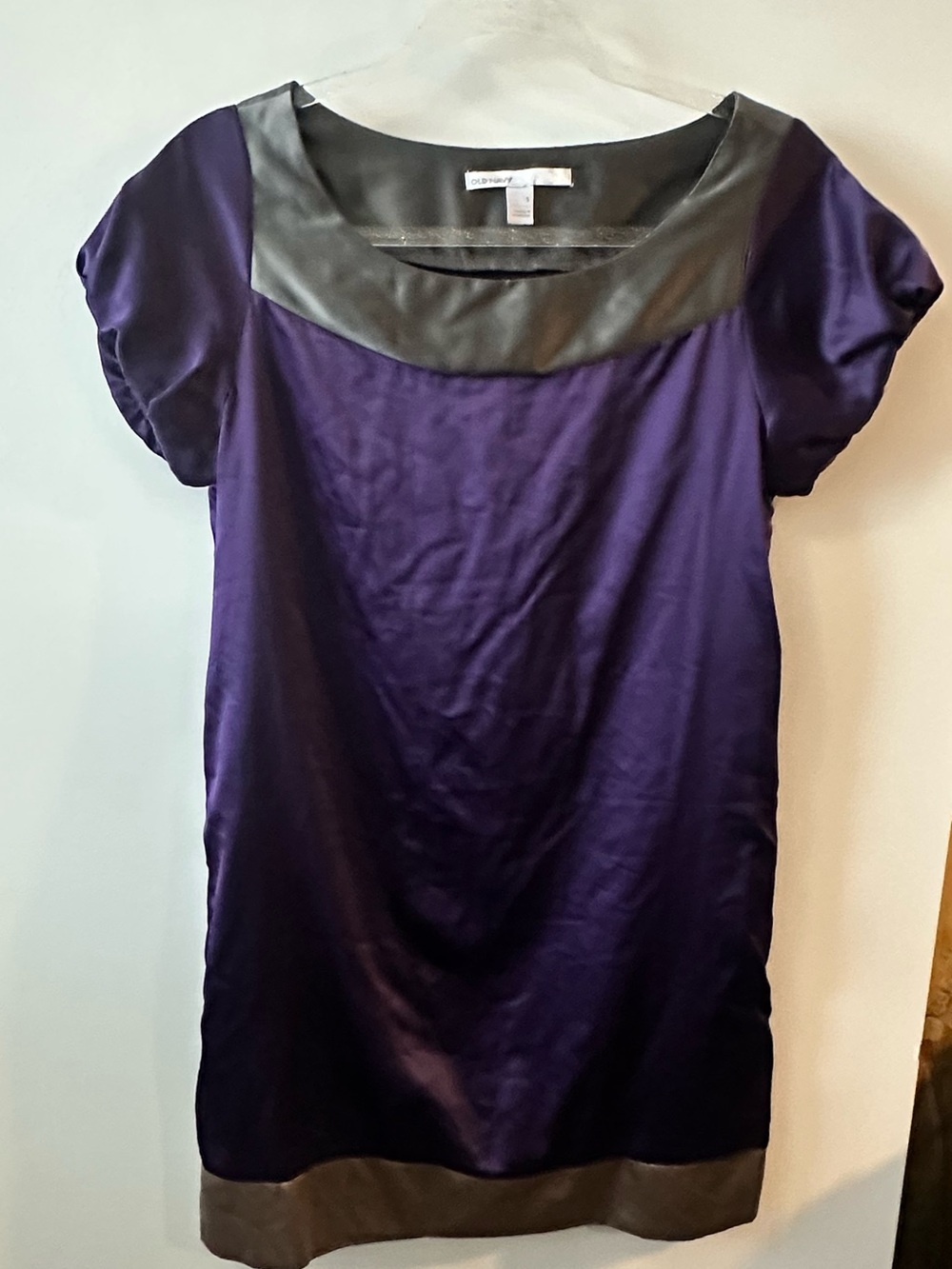 Old Navy Purple Satin Dress with Gray Trim
